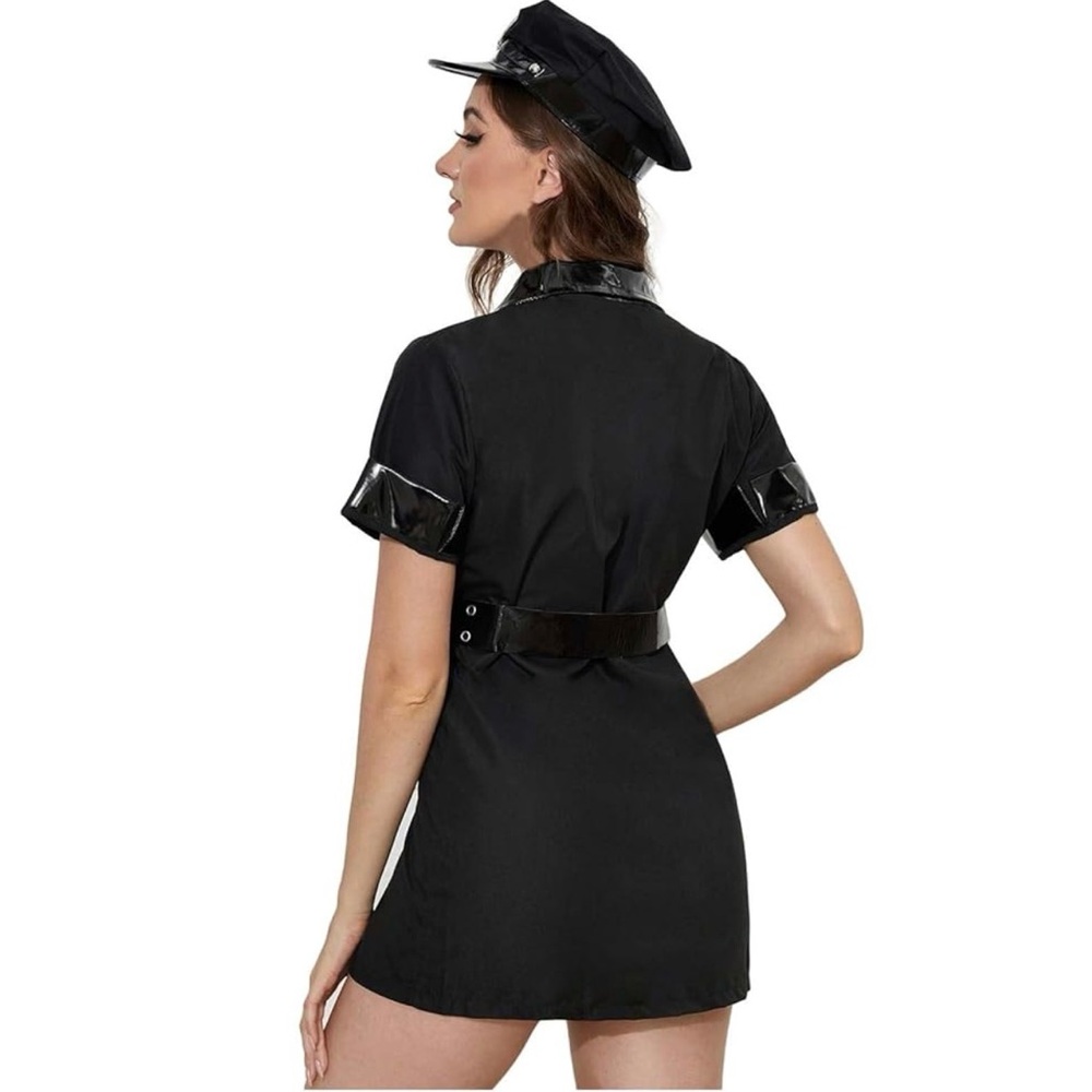 Police Sassy Halloween or dress up dress& hat, Never worn NWOT
